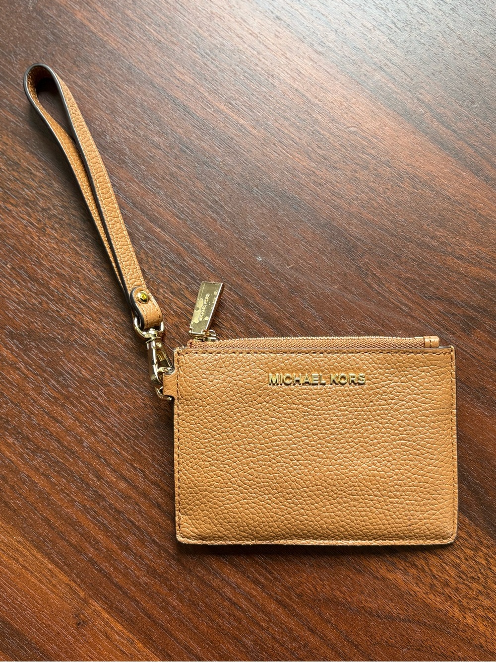 AUTHENTIC Michael Kors Pebble Leather Chestnut Mini Wristlet